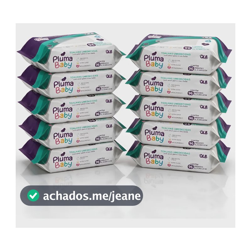 Lenços Umedecidos Pluma Baby Hipoalergênico 960un 10 Pacotes