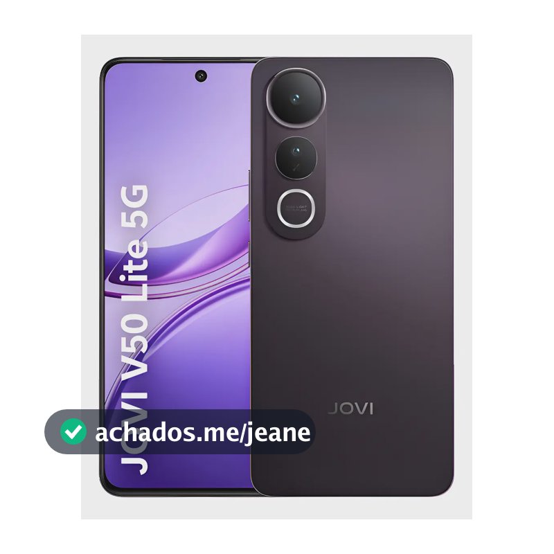 Smartphone JOVI V50 Lite 5G 256GB 8GB RAM Câmera 50MP AMOLED 6.77" 6500mAh 90W Android 15 - Preto Eclipse