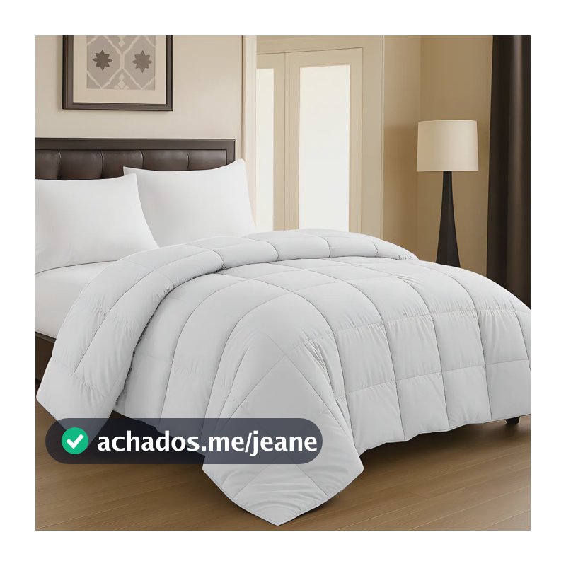 Edredom Queen 400 Fios Dupla Face Pluma Extra Macia Luxo Branco