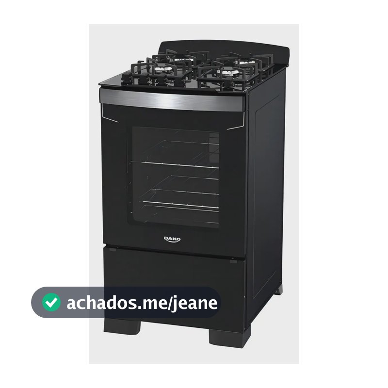 Fogão 4 Bocas Preto A Gás Com Mesa De Vidro Dako Diplomata