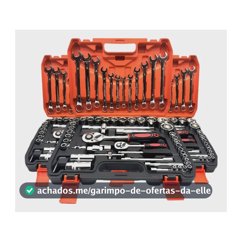 Jogo Soquete Chave Combinada Catraca Kit 61 Pcs Com Maleta Cinza-escuro