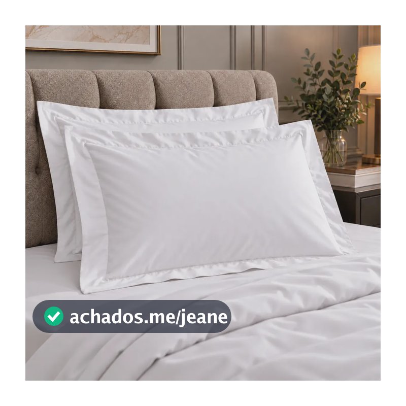 2 Fronhas King 4 Abas 100% Algodão Egípcio 600 Fios 50x90 Cm Cor Branco Lisa