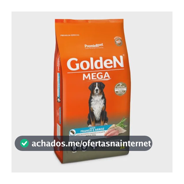Ração Seca Golden Mega Cães Grandes Frango e Arroz 15kg