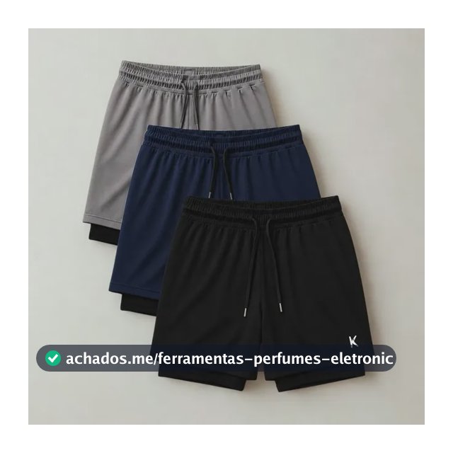 Kit 3 Shorts 2 Em 1 Masculino De Compressão Corrida Academia