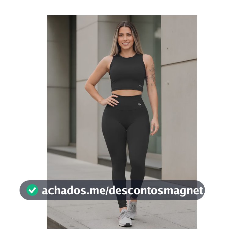 Conjunto Blackout Zero Transparência Legging E Cropped Suple Preto G