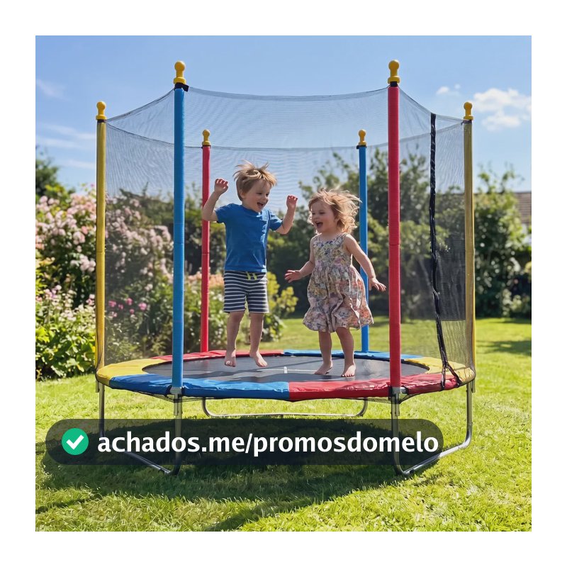 Cama Elástica Infantil Justfun 1,8 m Colorida com Rede de Proteção para 100 kg