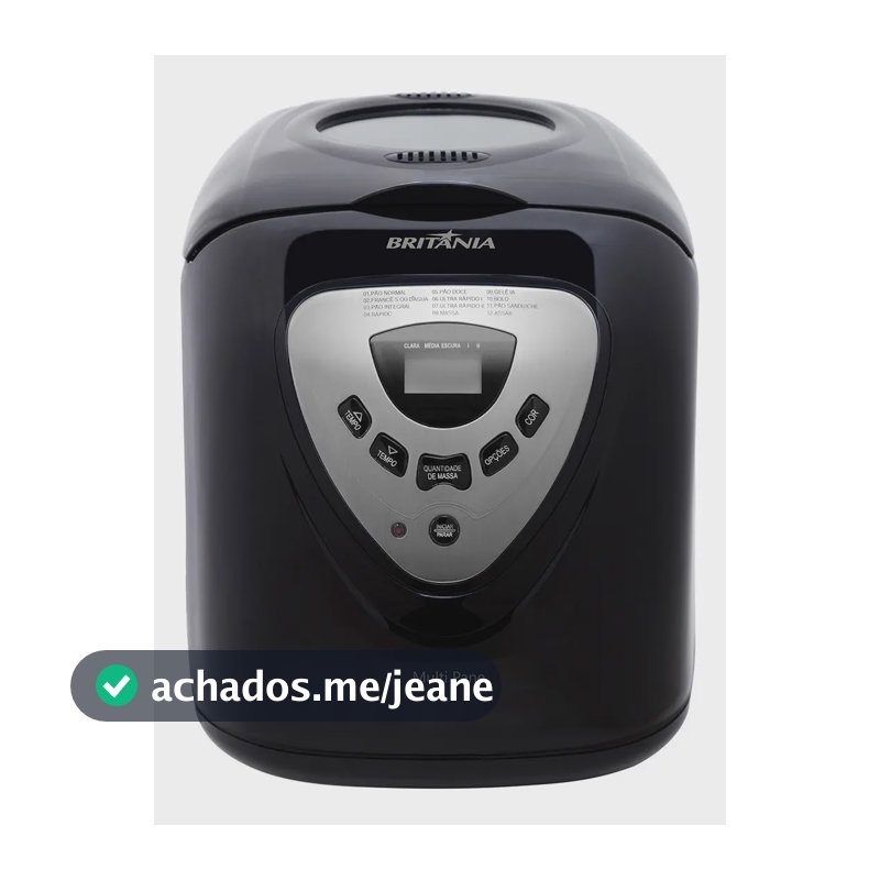 Panificadora Multipane 12 Programações Com Função Timer e Antiaderente Potência de 550 W Cor Preto Britânia