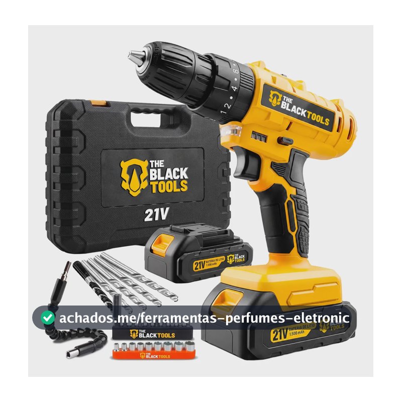 Parafusadeira E Furadeira De Impacto 3/8 The Black Tools Tb21-pz Com 2 Baterias E Acessorios