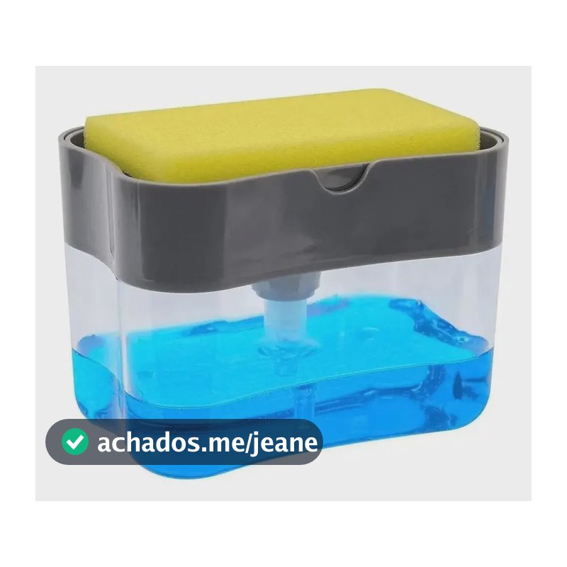 Dispenser Sabão 2x1 Detergente Suporte Porta Bucha Esponja Cor Preto