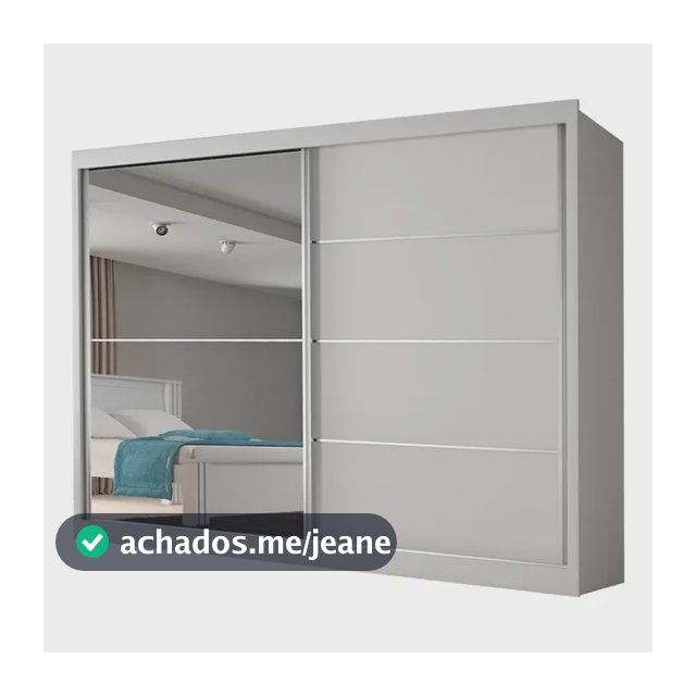 Guarda Roupas Casal 2 Portas Com Espelho 4 Gavetas Áustria Branco