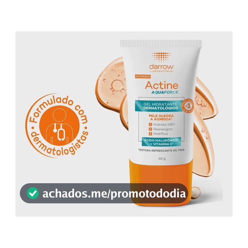 Gel Hidratante Facial Dermatológico Darrow Actine Aquaforce Pele Oleosa Acneica, 40g