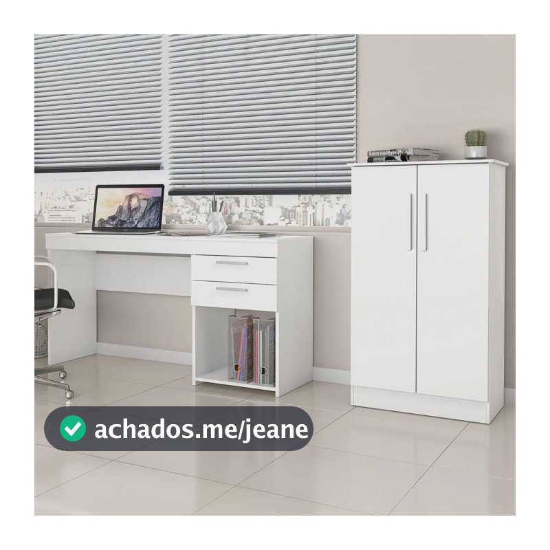 Conjunto Home Office 2 Peças 1 Escrivaninha 2 Gavetas 1