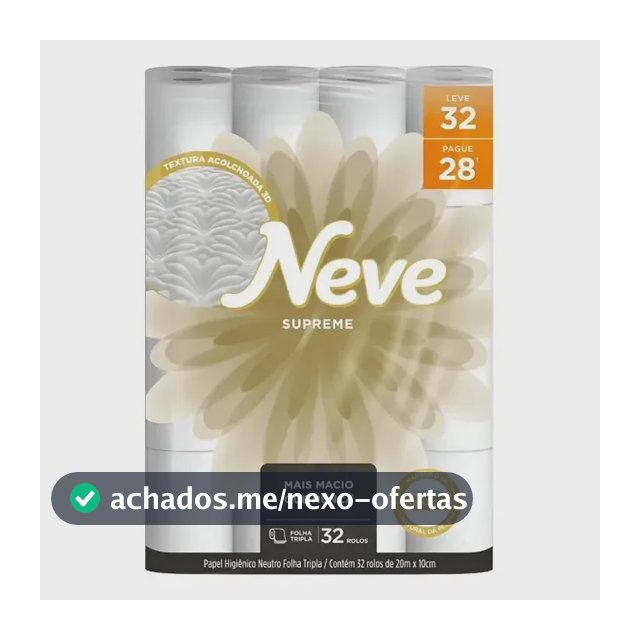 Papel Higiênico Neve Supreme Folha Tripla Leve 32 Pague 28