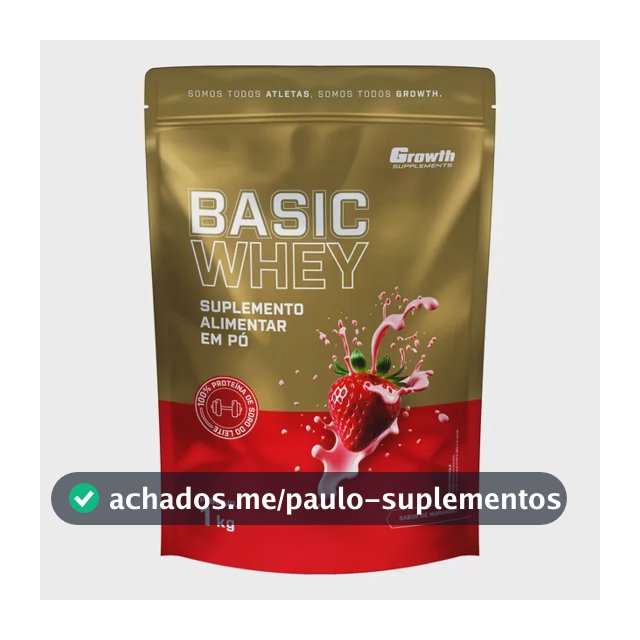 Basic Whey 1kg Growth Supplements Morango