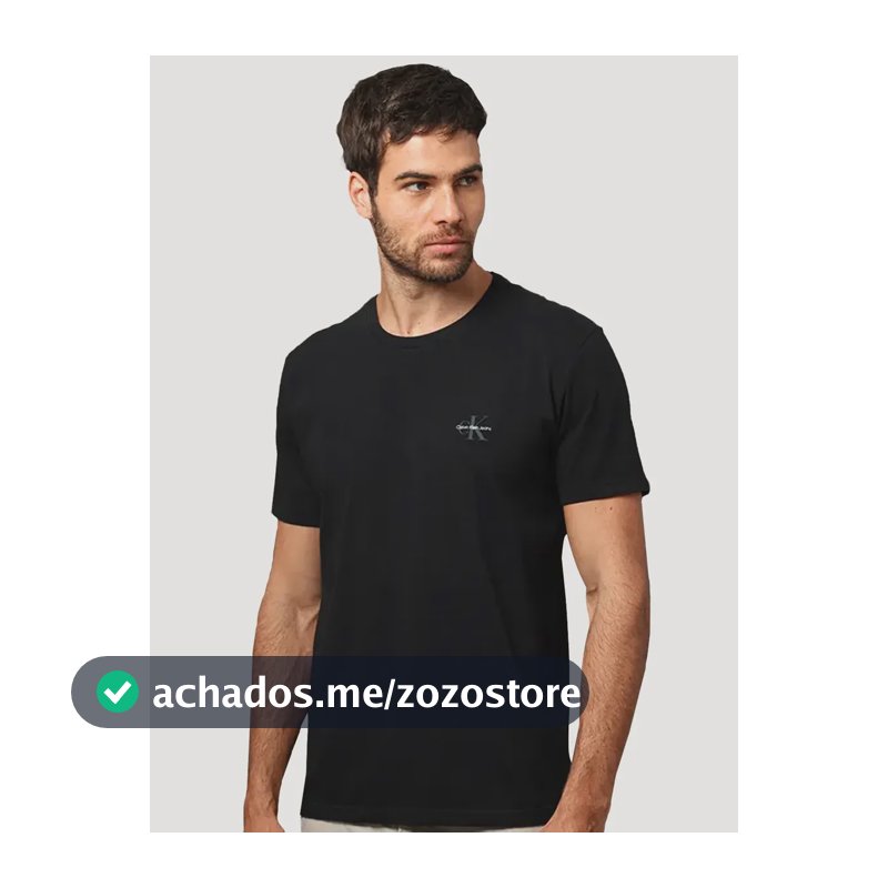 Camiseta Calvin Klein Jeans New Mono Logo Re Issue Preta Preta L/g