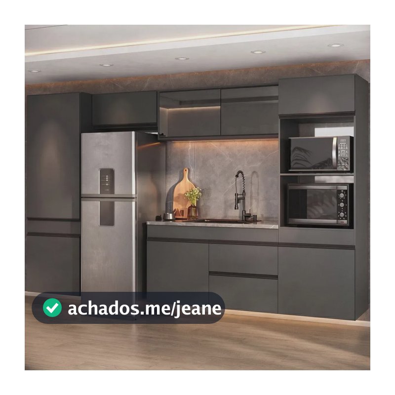 Armário de Cozinha Modulada Completa Suspensa 313cm Milano Multimóveis MP2404
