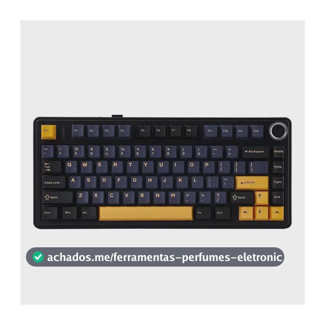 Teclado Mecânico Aula F75 Preto Sem Fio Tri Mode 75% Hotswap Rgb Idioma Inglês Us