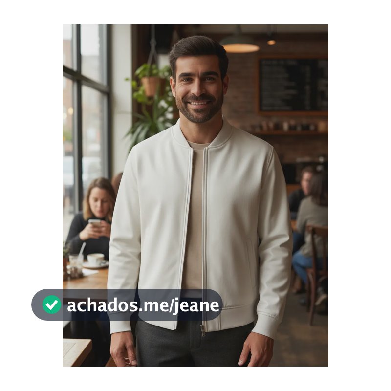 Jaqueta Courino Ecológico Masculina Aviador Bomber Branca Of Branco M