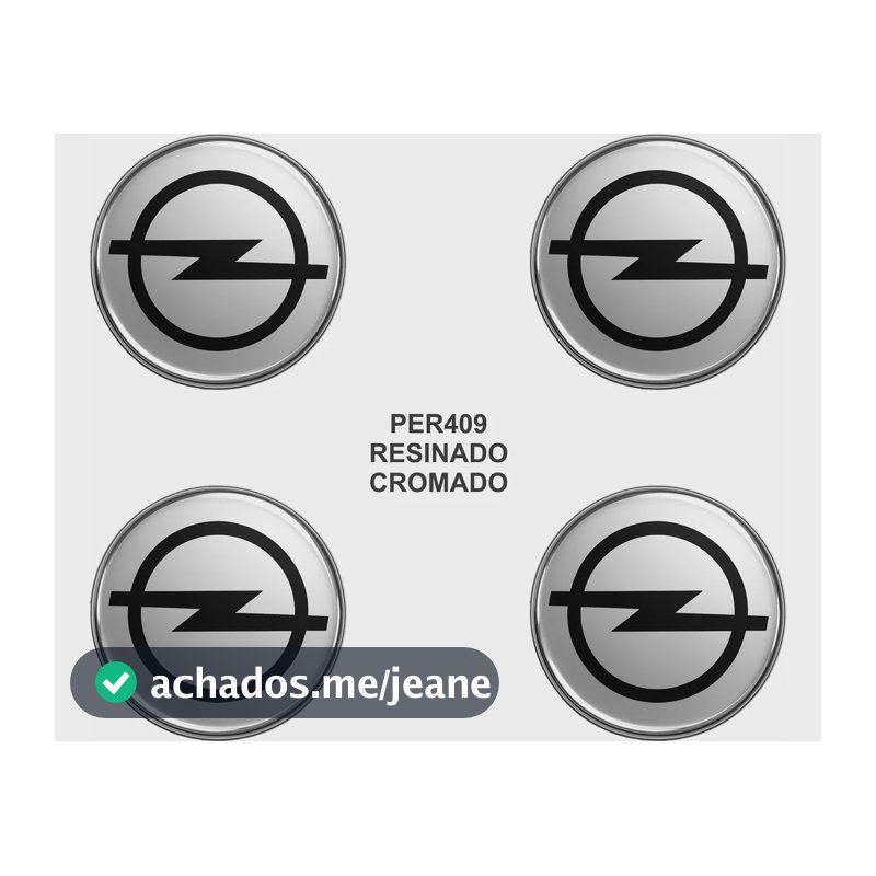 Adesivo Emblema Roda Opel 4 Unidades Resinado 48mm Cromado