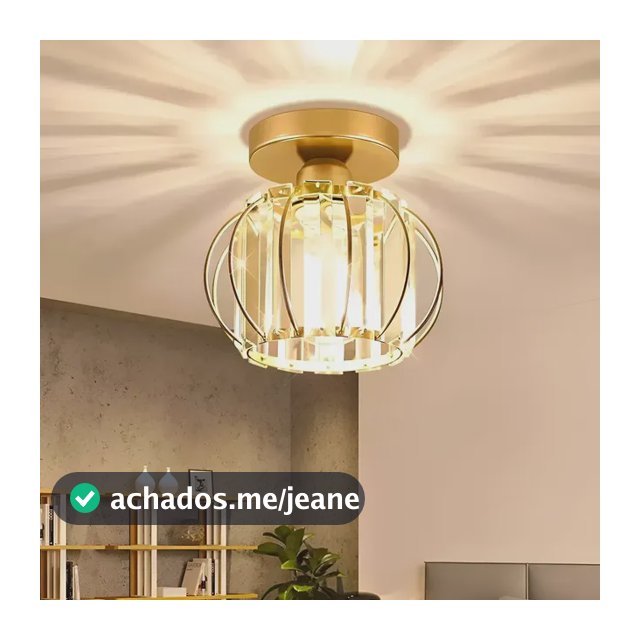 Luminária Plafon Sobrepor Led Moderna Crystal Dourado 6000k
