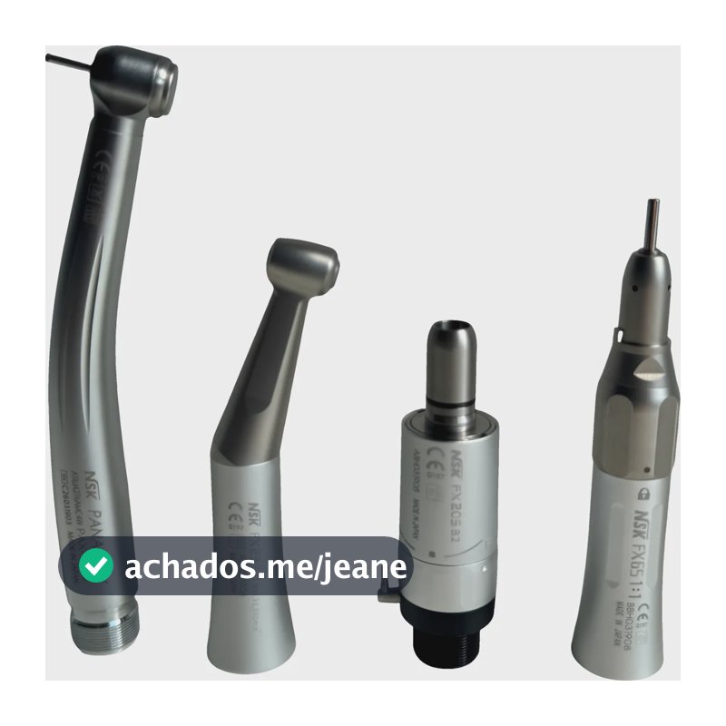 Kit Odontológico Nsk Peça Reta Alta Rotação Led Borden Push Prateado