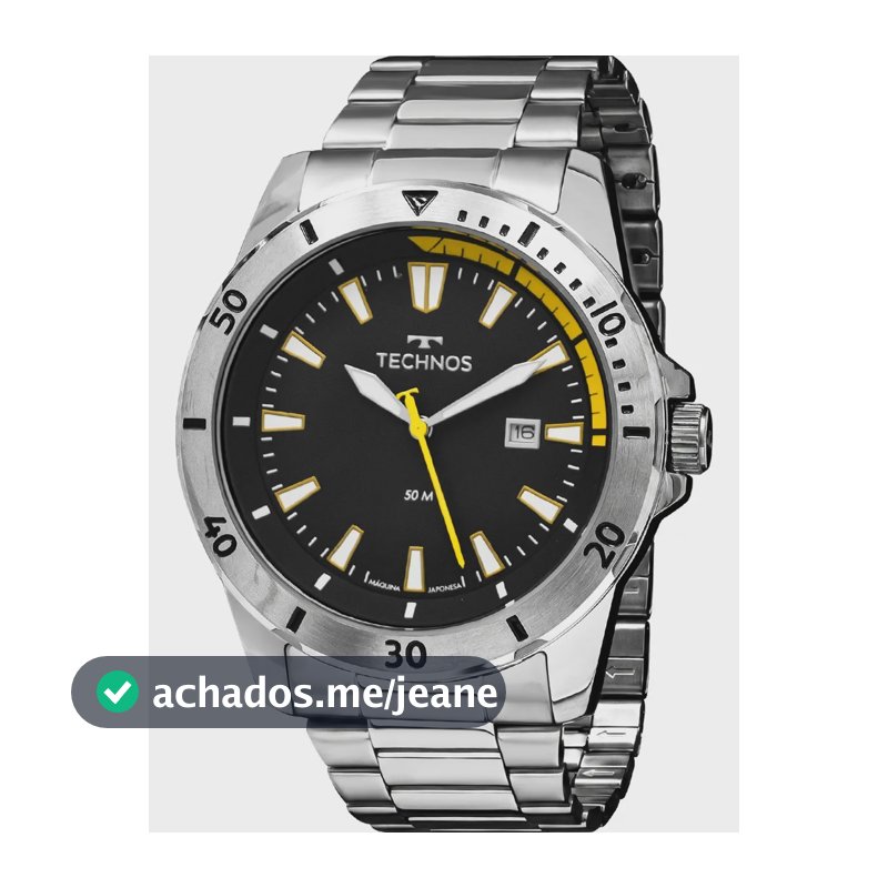 Relógio Technos Masculino Original Garantia Nfe Prateado Preto