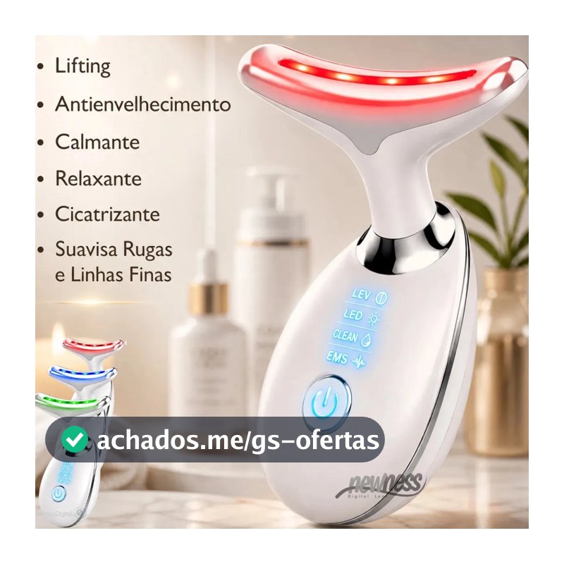 Massageador Facial Lifting De Pescoço e Rosto LED Vibração Fototerapia Para Rejuvenescer Firmeza Anti-Rugas Aparelho Redutor de Papada Lift Mascara Facial MARCA Newness Digital Lens