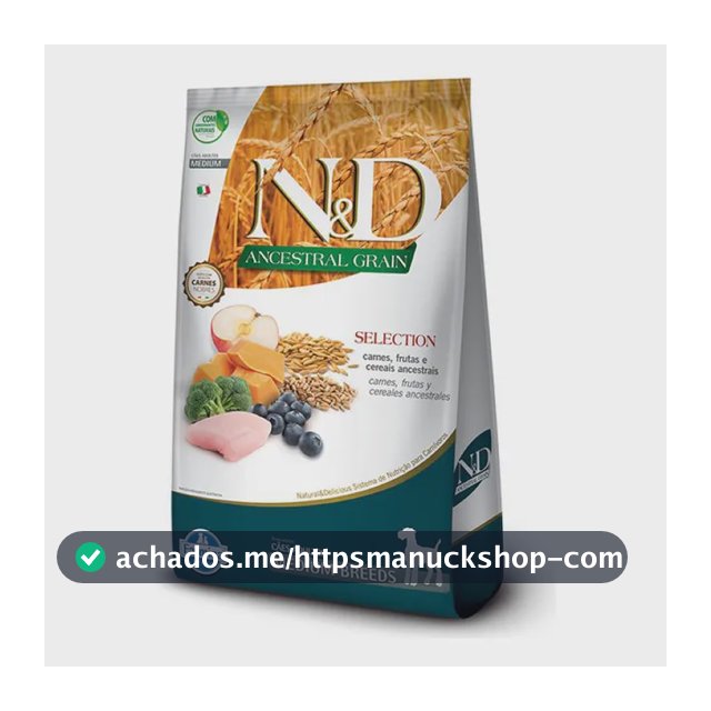 Ração Seca N&D Ancestral Selection Frango para Cães Adultos de Raças Médias 15 kg