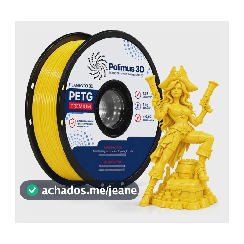 Filamento De Impressora 3D PETG Cor AMARELO 1kg Polimus 3D Brilho Premium Para Imprimir Peças 3D Impressão 3D Modelagem Miniaturas Enfeites e Projetos