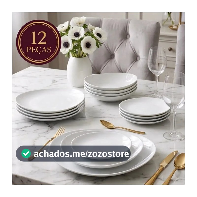 Aparelho Jogo Kit De Jantar 12 Peças Opalino Branco Concavo Pratos E Bowl Mesa Moderno Liso Resistente Sólar
