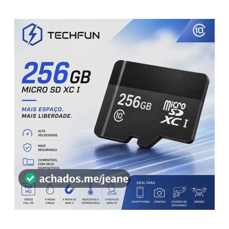 Cartão De Memória Para Celular Drones Câmeras 256gb Microsd