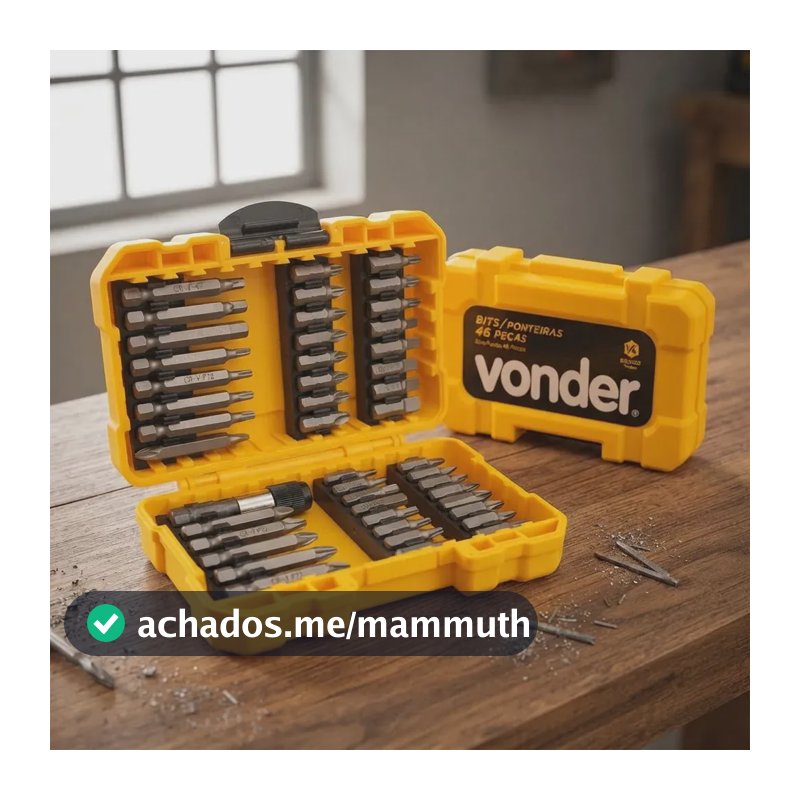 Jogo Kit Bits/ponteiras 46 Peças Encaixe Sextavado ¼ Vonder