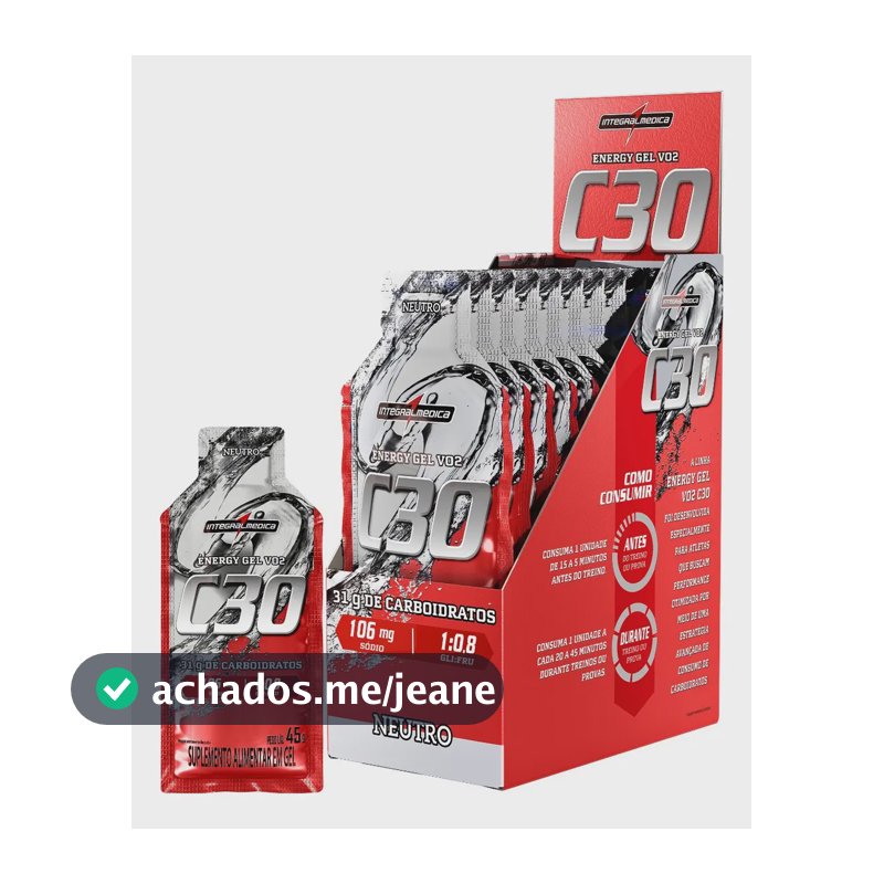 Pack 10 Unidades Suplemento Energy Gel VO2 C30 Energy Neutro Integralmédica
