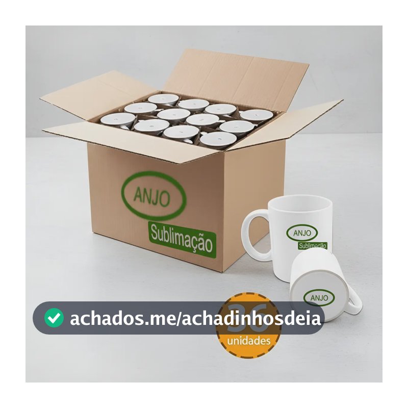 Caixa C/ 36 Unidades Canecas Brancas Anjo P/ Sublimação