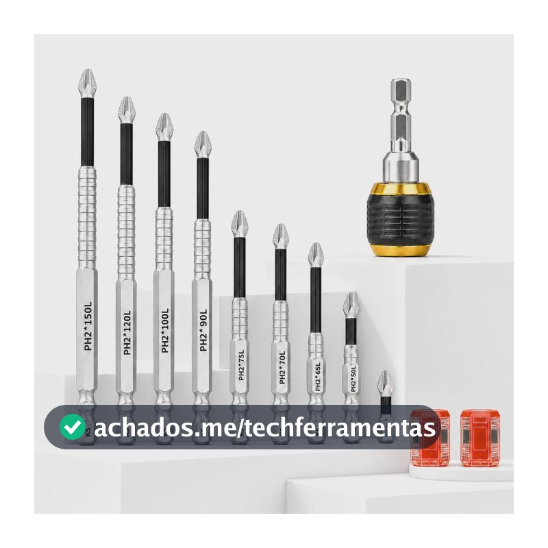 Kit 9 Ponta Bits Magnéticas K5 Ph2 Parafusadeira，Inclui 1 adaptador e 2 magnetizadores.
