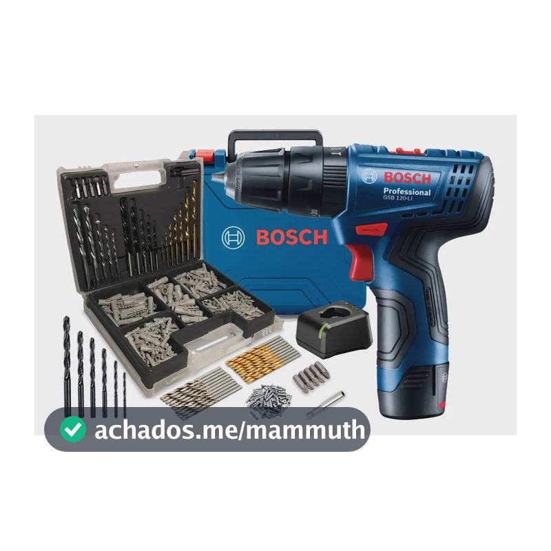 Parafusadeira Furadeira Bosch 12v Gsb120li + Kit 300 Peças - Azul - 60hz