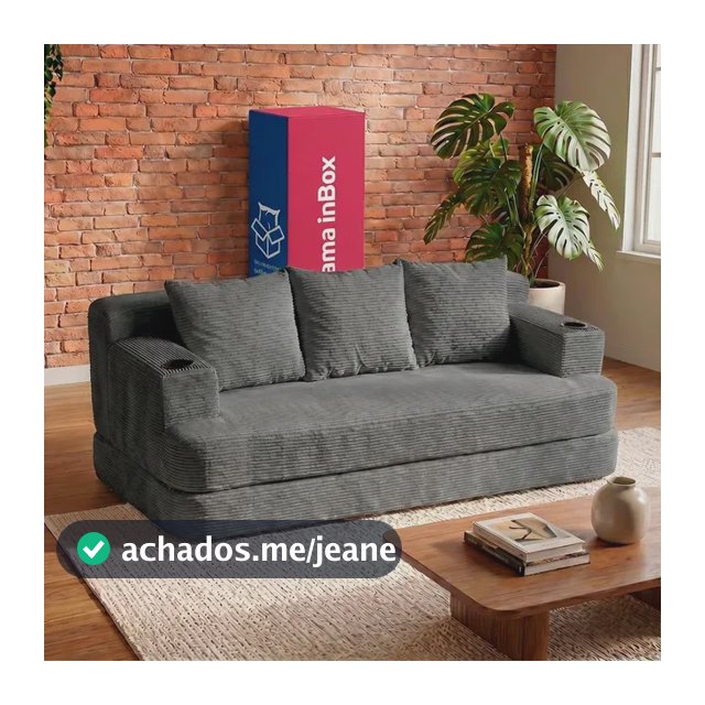 Sofá Cama Nami. 1,88m Xpand Tech Tecido Velourê Cama Inbox Cinza-escuro Liso