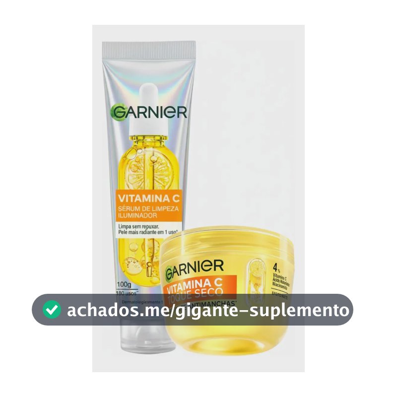 Garnier Kit Vitamina C, Sérum de Limpeza Iluminador, Serumnete 100g + Hidratante Facial Toque Seco Antimanchas 85g