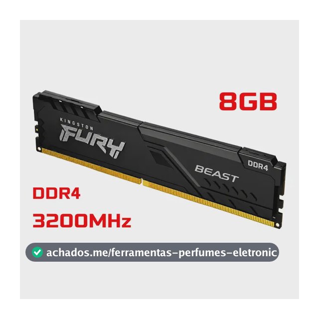 Memória Ram Kingston Fury Beast 8gb 3200mhz Ddr4 Cl16 Preto