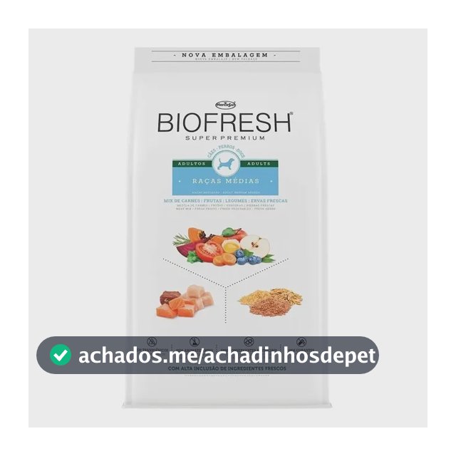 Ração Biofresh Super Premium Para Cães Adultos de Raças Médias com Mix de Carnes 15kg