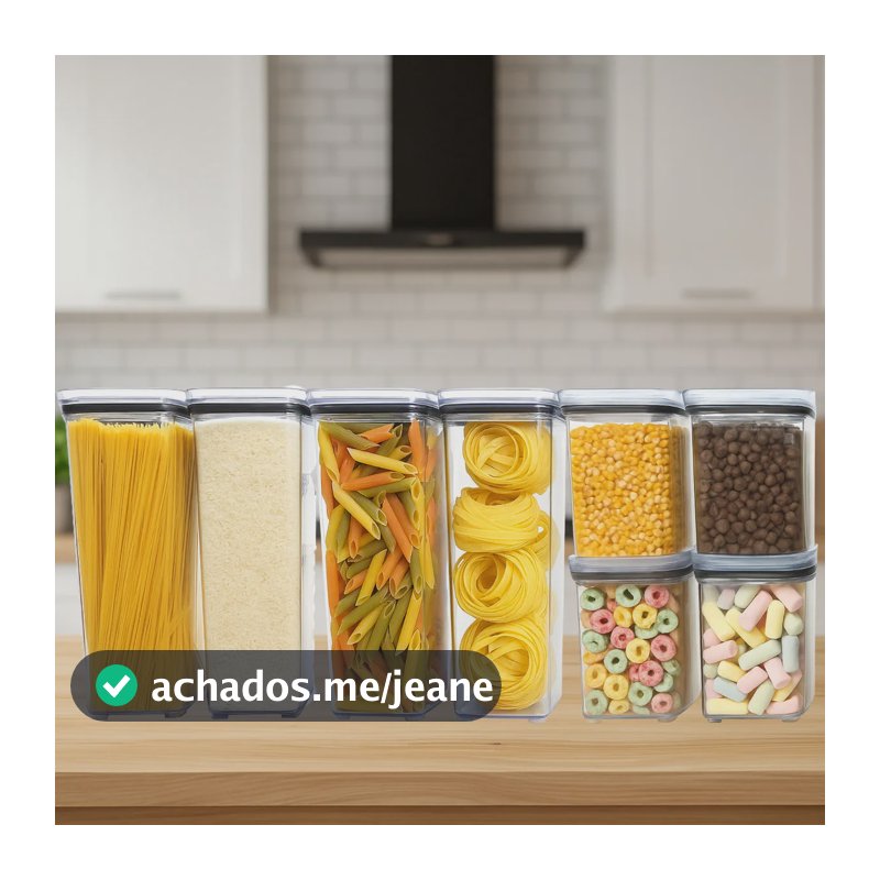 Kit 8 Potes Herméticos Porta Mantimentos P/ Alimentos Grande Transparente