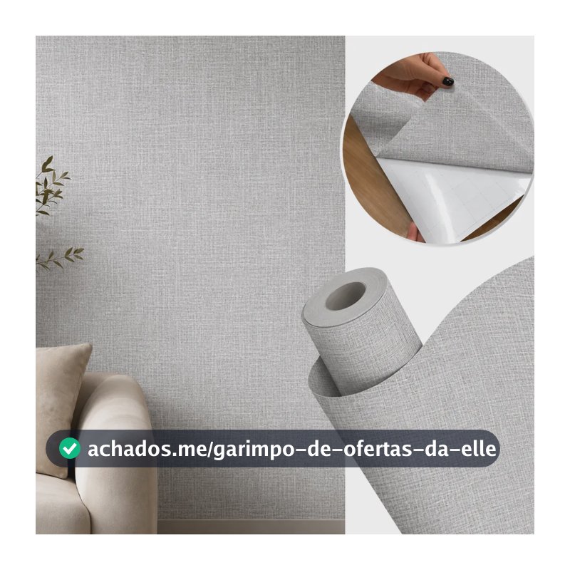Papel De Parede Linho Autocolante Texturizado Adesivo Lavave Linho Cinza
