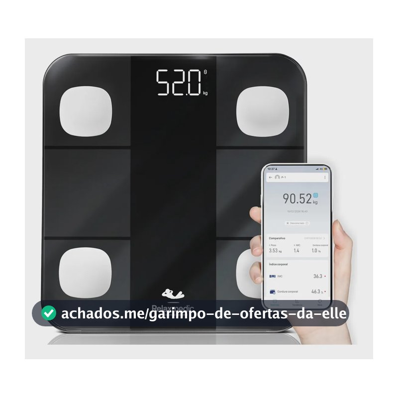 Balança Digital Corporal Bioimpedância Aplicativo Bluetooth Relaxmedic