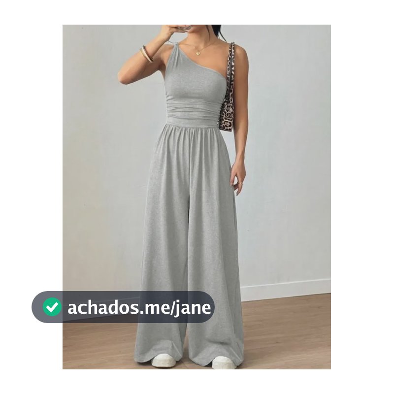 Macacão Feminino Longo Mula Manca Regata Elegante Social Cinza Gg