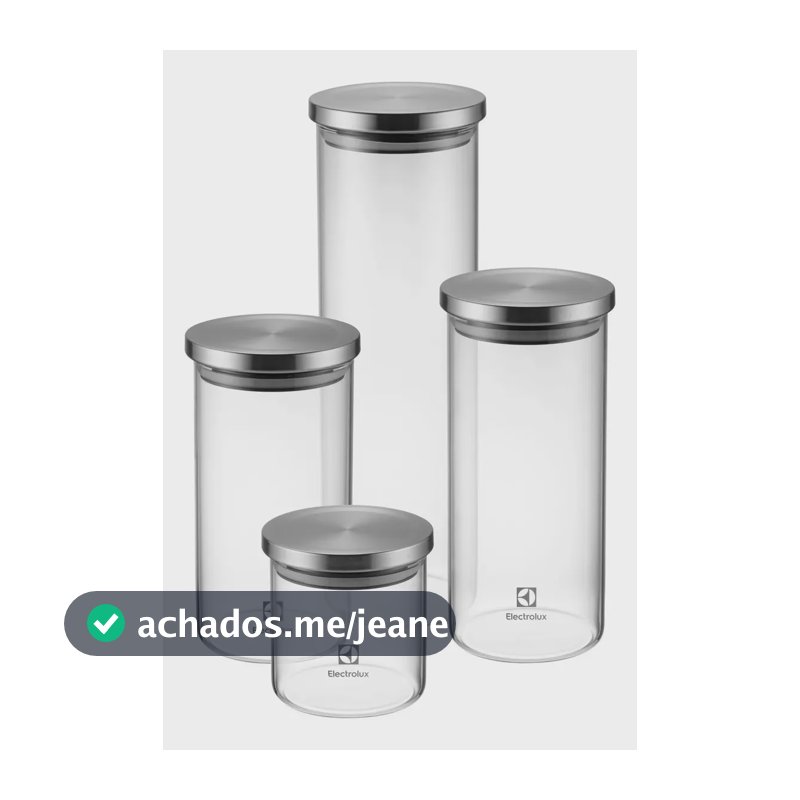 Electrolux Kit 4 Potes Herméticos De Vidro E Tampa Inox Com Vedação, Porta Mantimentos E Alimentos Transparente