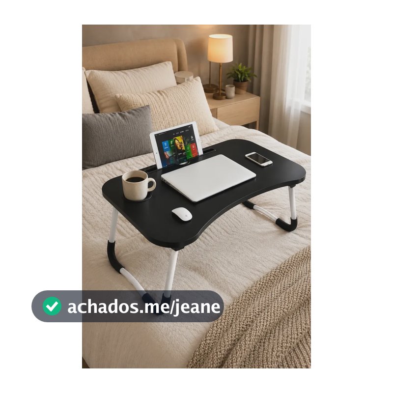 Mesa Para Notebook Dobrável Portátil MDF 60x40cm Home Office Para Cama Sofá Estudo Suporte Refeição Madeira Compacta