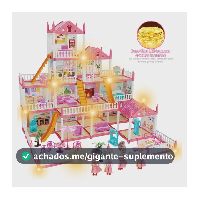 Casinha De Boneca Castelo Da Princesa 283 Pcs Rosa Com Quatro Bonecas