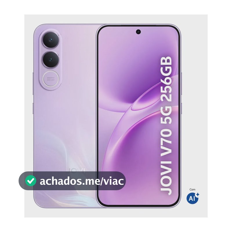 Smartphone JOVI V70 5G Câmera 200MP 256GB de Memória 8GB + 8GB RAM Expansível Bateria de 7000mAh, Processador Octa-Core - Lilás Boreal