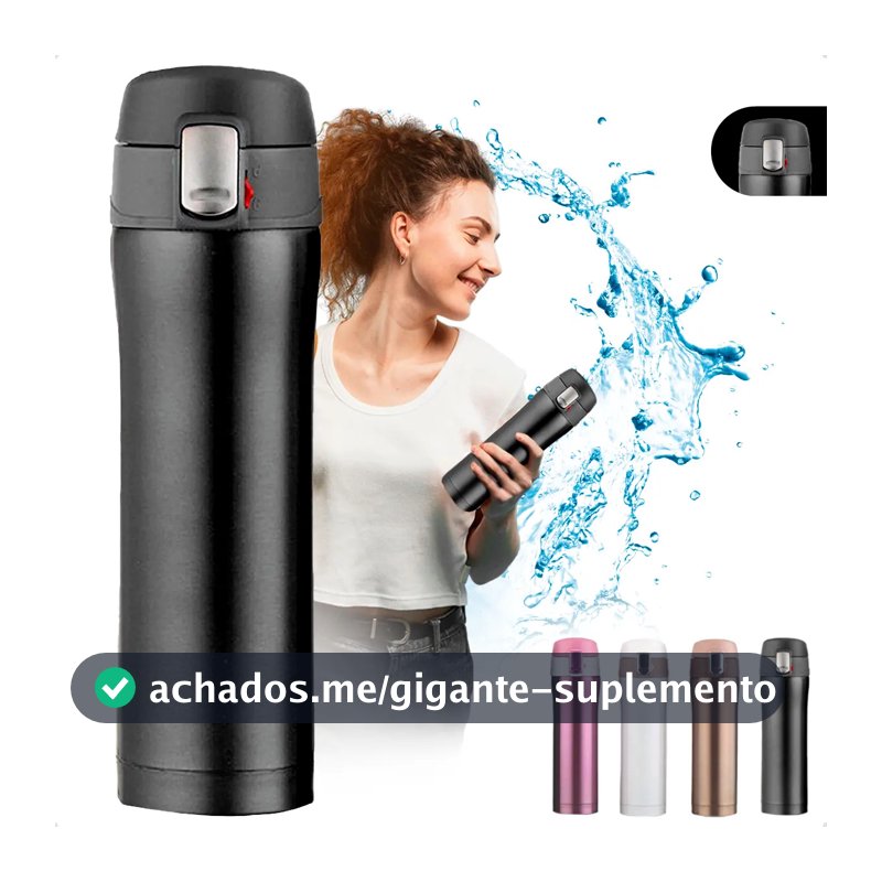 Garrafa Térmica 500ml Bebidas Quentes E Frias Cor Preto Portátil Isolamento De Aço Inoxidável 304 Térmico Antiderrapante