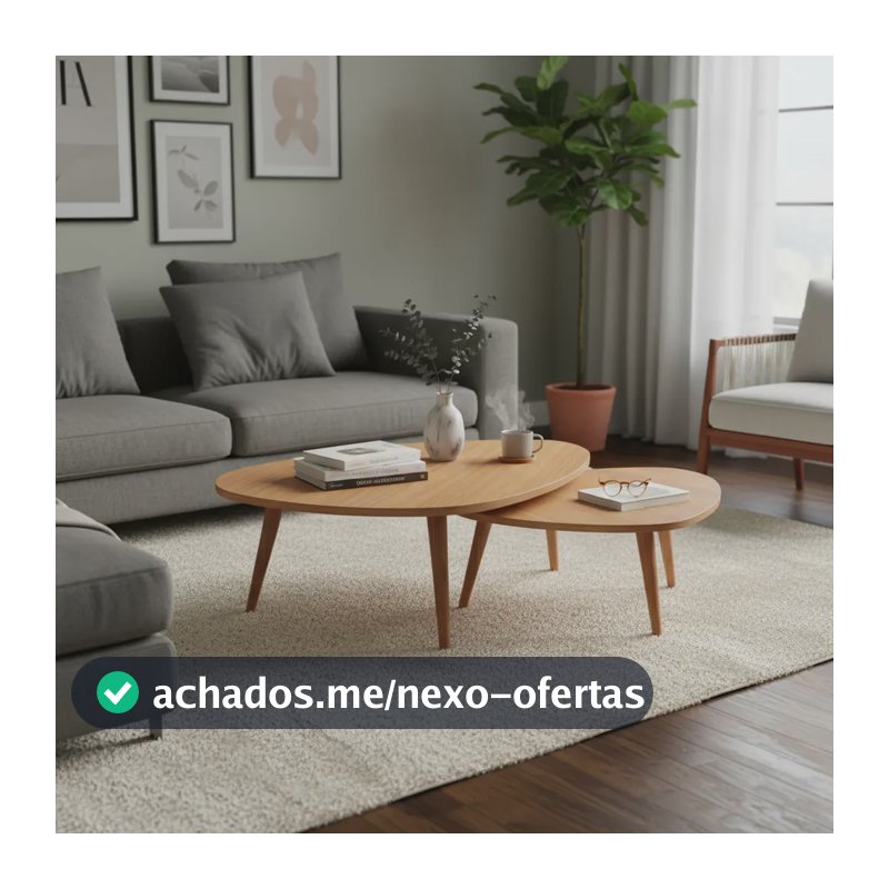 Kit 2 Mesas De Centro Para Sala Design Orgânico 77/93cm- Mel Mel